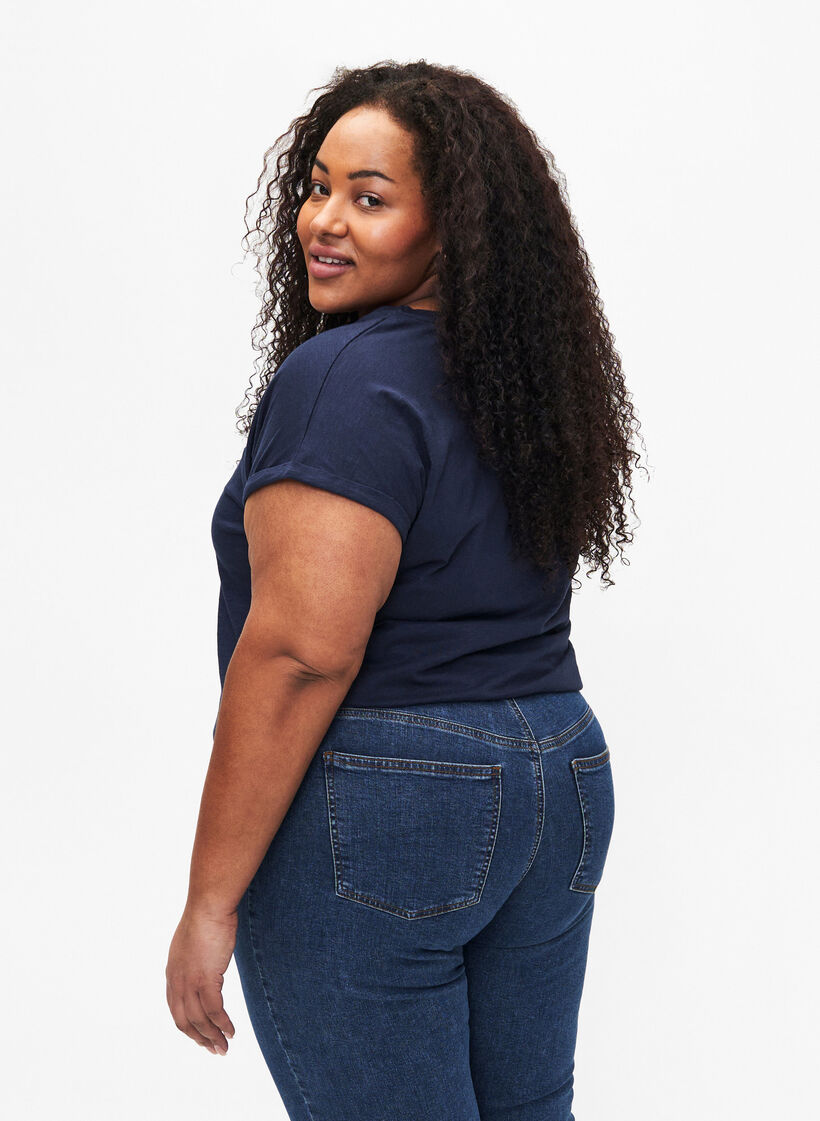 Printed T-shirt in organic cotton, N.Sky w. White Print, Model image number 1