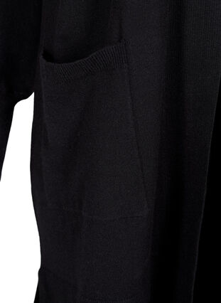 Long knitted cardigan with pockets, Black, Packshot image number 3