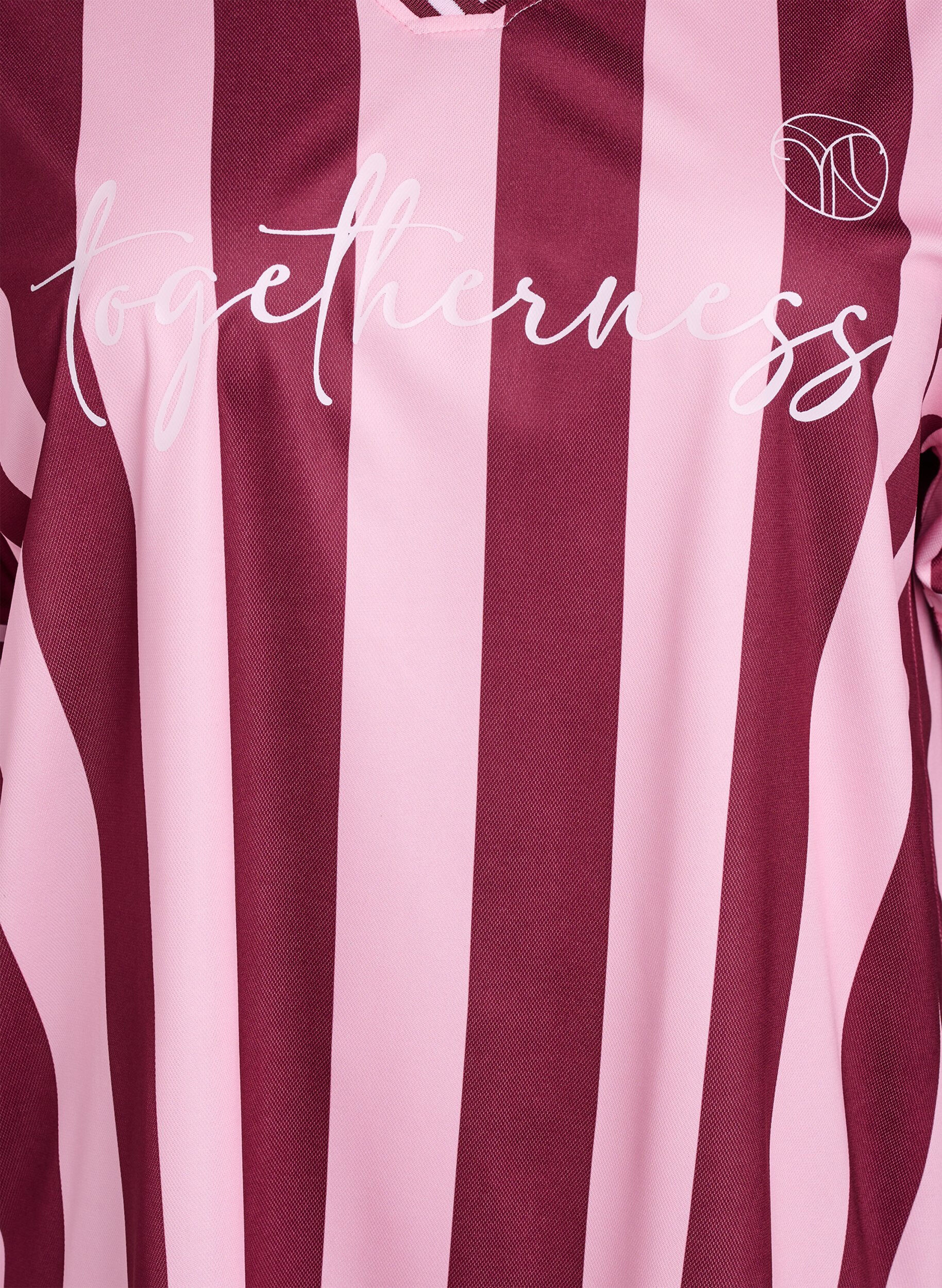 Zizzifashion Sporty t-shirt with stripes and text motif, Rose, Packshot image number 2