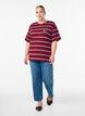 T-shirt with stripes and leopard detail, Red, Model image number 1