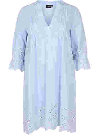 Cotton dress with stripes and embroidery anglaise