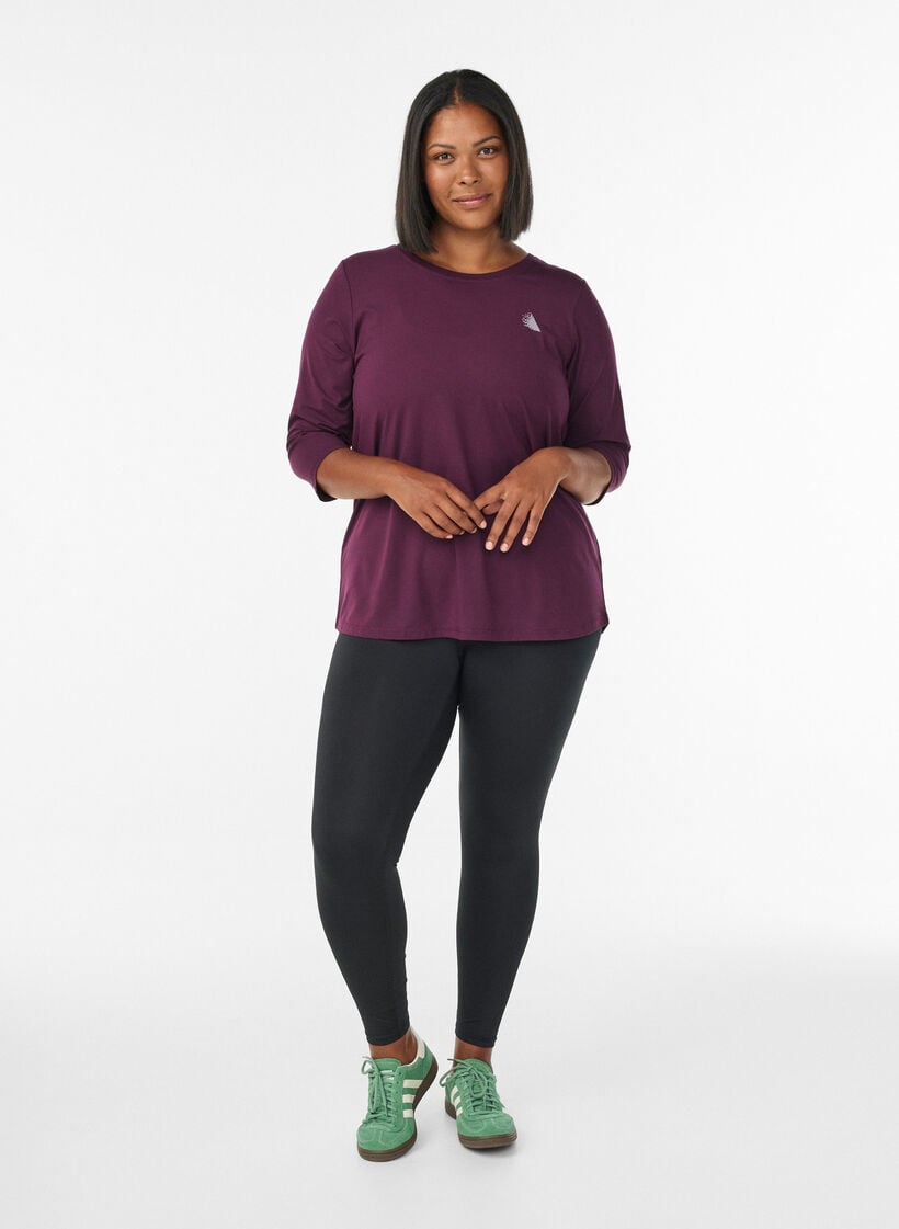 Workout top with 3/4 sleeves, Purple, Model image number 1