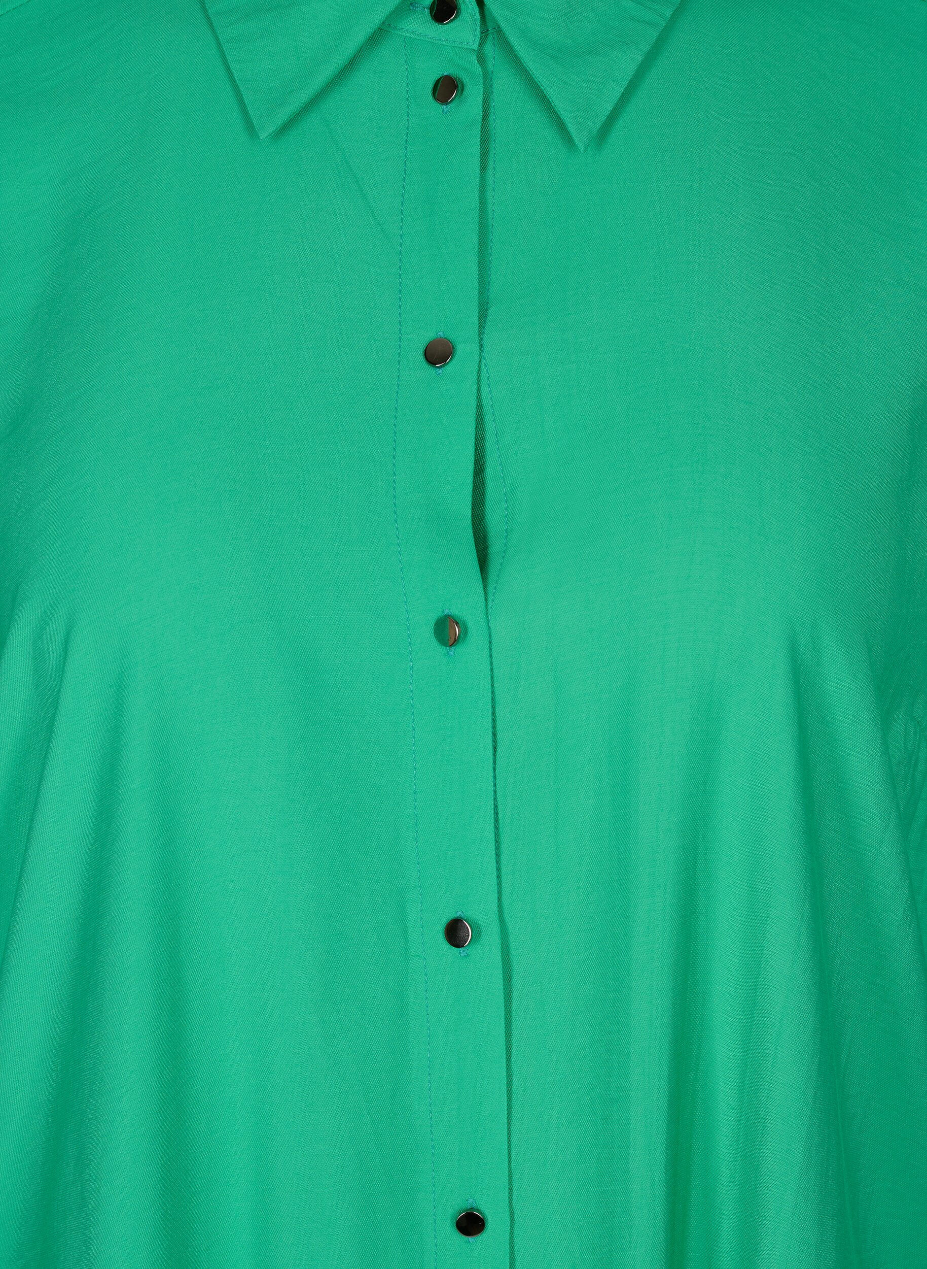 Zizzifashion Long viscose shirt with slits, Mint, Packshot image number 2
