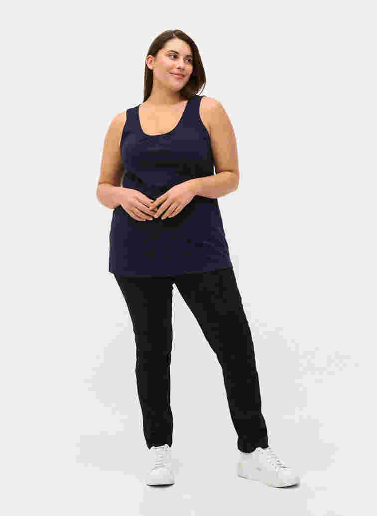 Plain-coloured cotton top, Night Sky Solid, Model image number 2