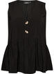 Sleeveless peplum blouse with decorative buttons, Black, Packshot image number 0