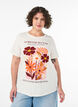 Cotton T-shirt with print, Vanilla, Model image number 0