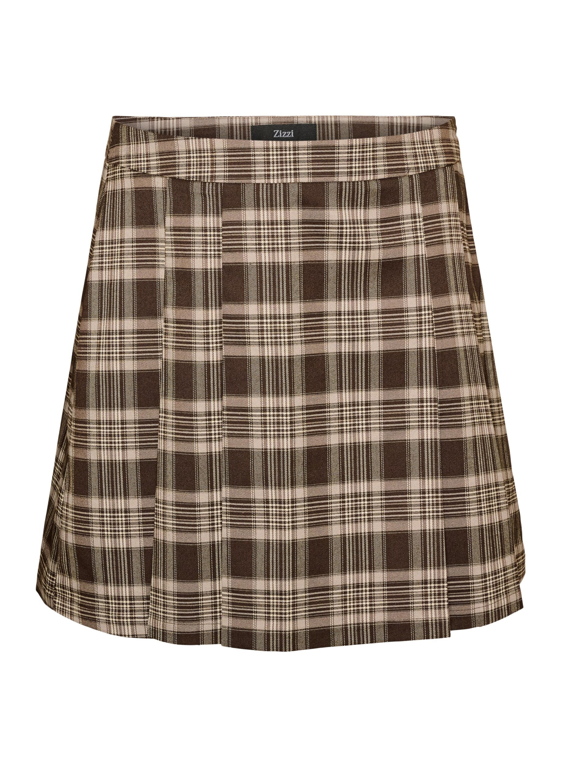 Short checked skirt with A-line fit