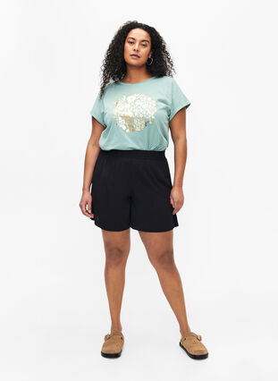 Organic cotton T-shirt with gold print, Ch.Green Gold Flower, Model image number 2