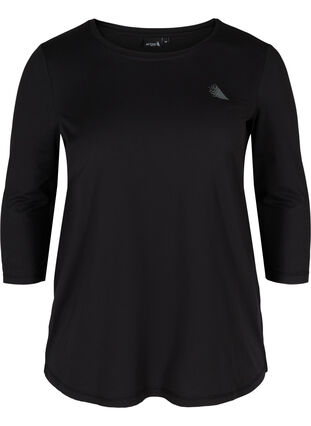 Workout top with 3/4 sleeves, Black, Packshot image number 0