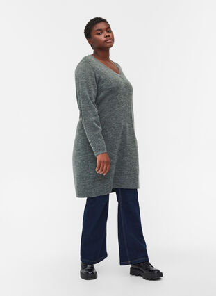Marled knitted dress with a V-neckline, Urban Chic Mel., Model image number 2