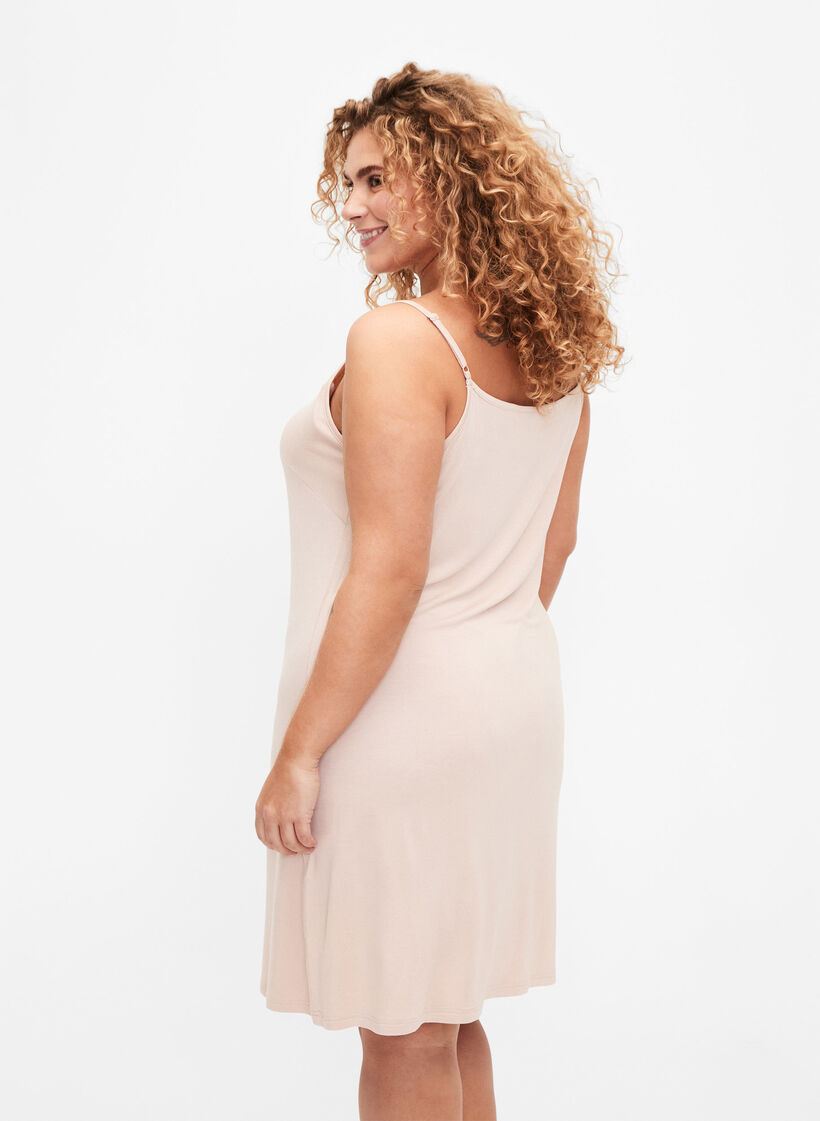Plain-coloured slip dress in viscose, Vanilla, Model image number 2