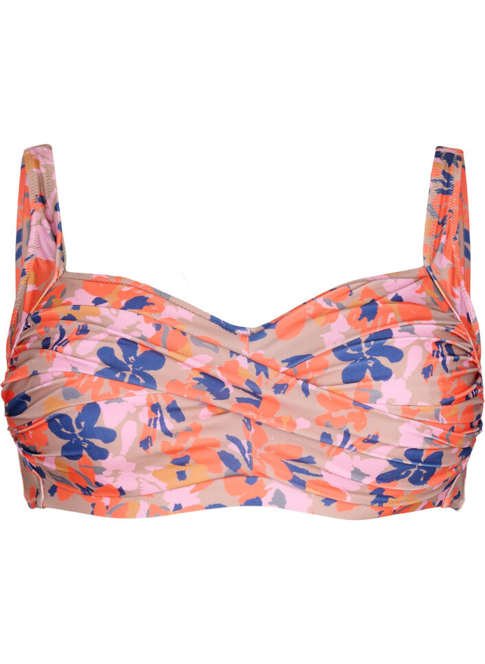 Printed bikini top, Retro Flower, Packshot image number 0
