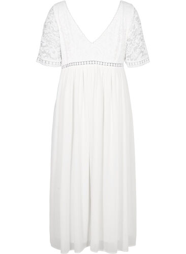 Maxi dress with back neckline and short sleeves, Bright White, Packshot image number 1