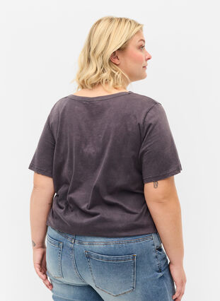 Short sleeve cotton t-shirt with print, Dark Grey Wash, Model image number 1