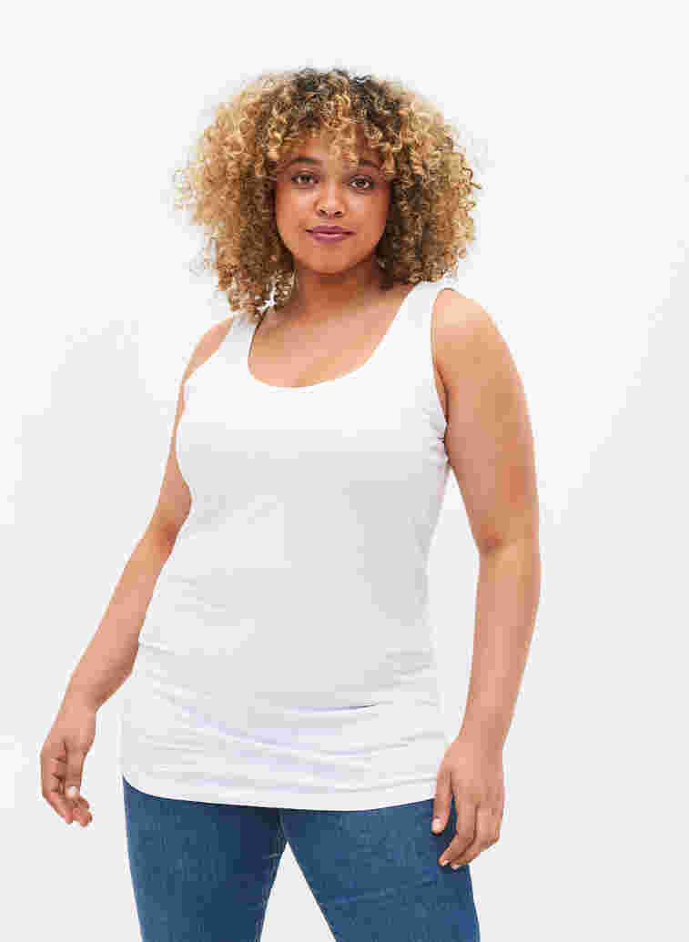 Cotton basic top, Bright White, Model image number 0