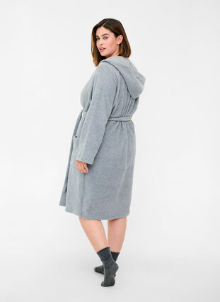 Bathrobe with hood and pockets, Grey, Model image number 1