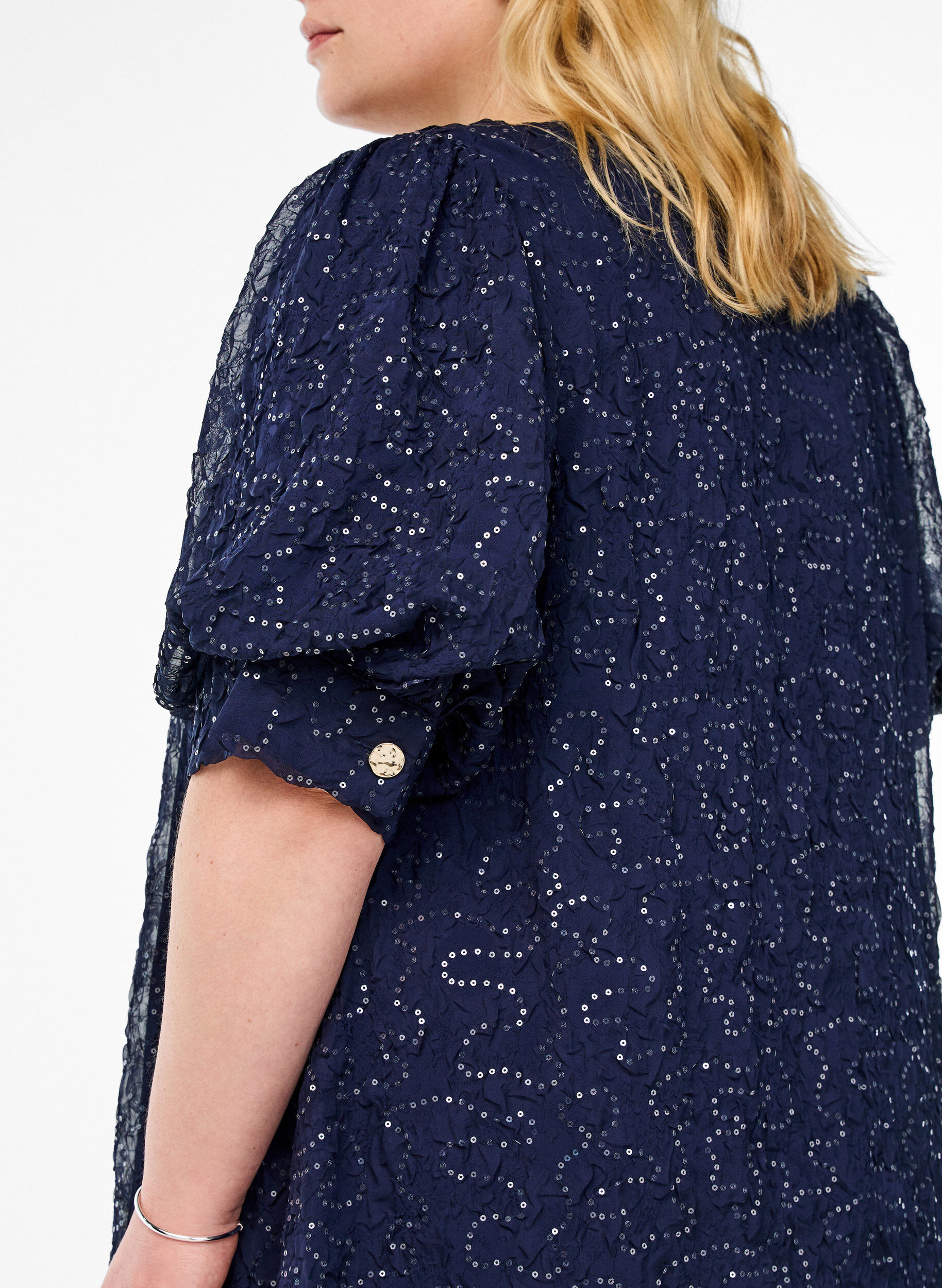 Zizzifashion Short party dress with sequins, Blue, Model image number 3