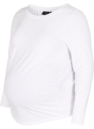 Basic maternity blouse with long sleeves, White, Packshot image number 0