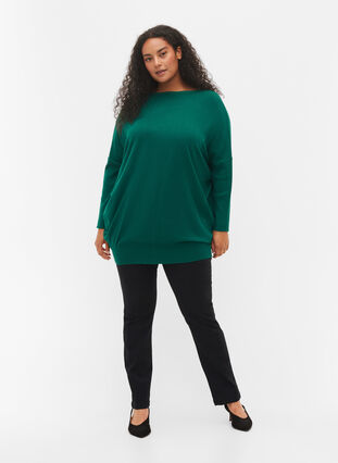Knitted tunic in viscose blend, Evergreen, Model image number 2