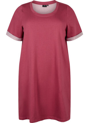 Short-sleeved sweat dress with pockets, Dry Rose, Packshot image number 0