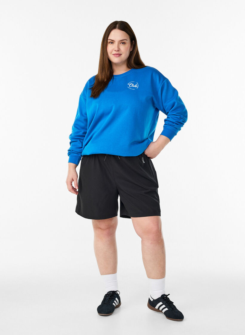 Sweatshirt with text print, Blue, Model image number 1
