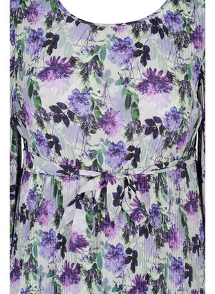 Printed pleated dress with tie string, Purple Flower Mix, Packshot image number 2