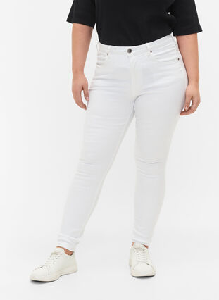 Super slim Amy jeans with high waist, White, Model image number 2