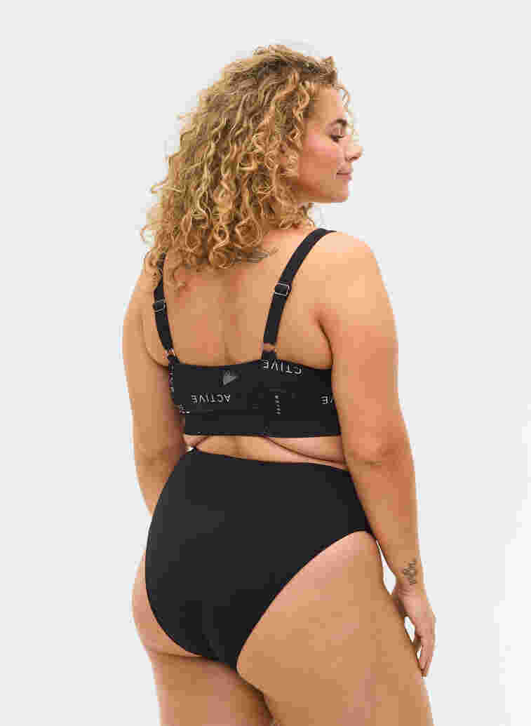 Bikini bottoms with a high waist, Black, Model image number 1