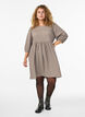 FLASH - Short dress with texture and 3/4 sleeves, Beige, Model image number 1
