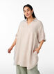 Linen and viscose tunic with A-shape, Beige, Model image number 0