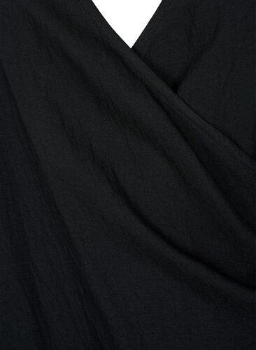 Long-sleeved blouse in viscose with a wrap look, Black, Packshot image number 2