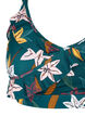 Floral bikini top with ruffle details, Green, Packshot image number 2