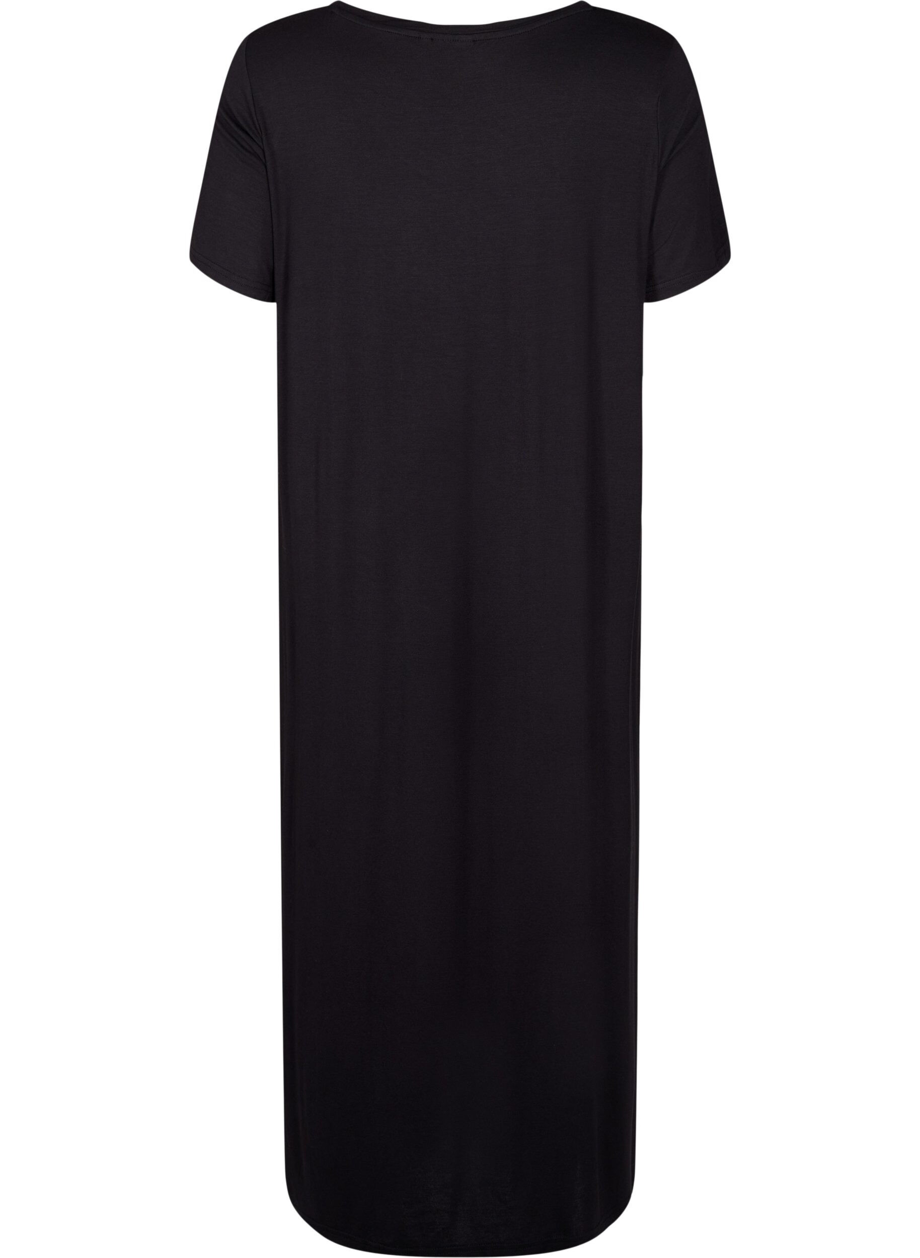 Zizzifashion Viscose midi dress with short sleeves, Black, Packshot image number 1