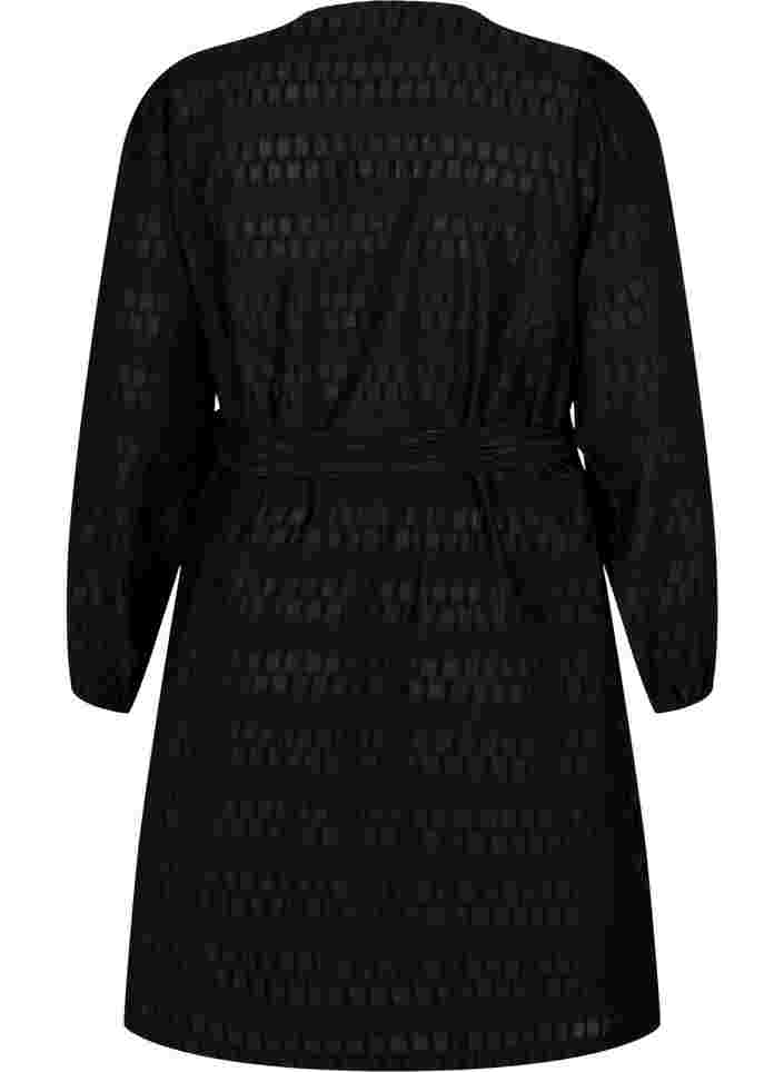 Wrap dress with long sleeves, Black, Packshot image number 1