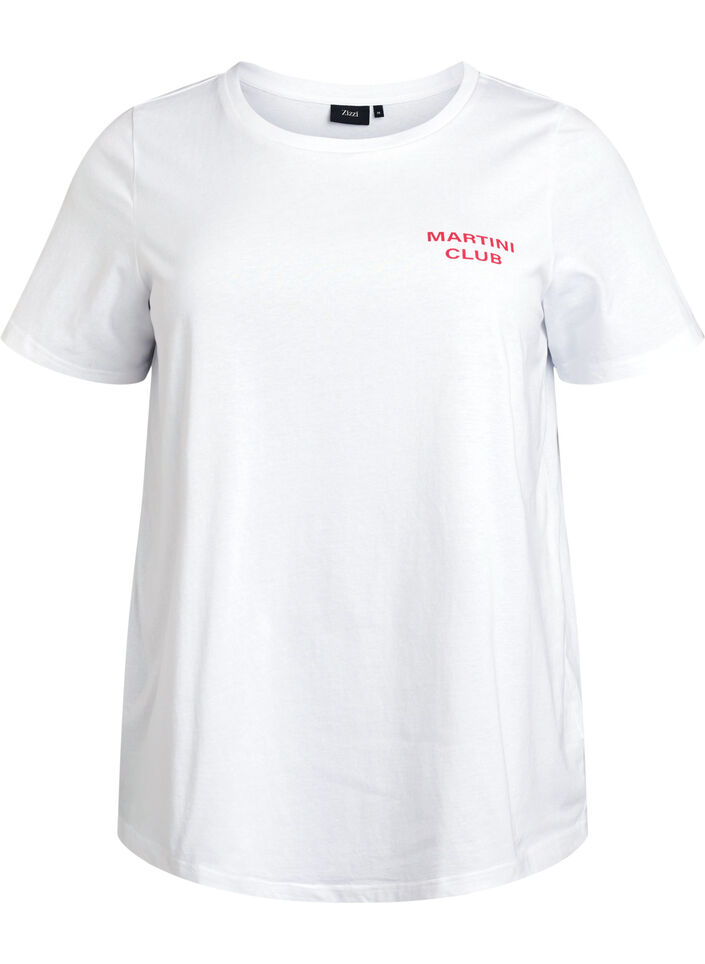 T-shirt with print details on the front and back, White, Packshot image number 0