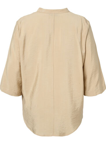 Solid color blouse with 3/4 sleeves, Coriander, Packshot image number 1
