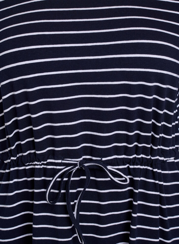 Striped midi dress in cotton with short sleeves, Blue, Packshot image number 2