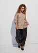 Striped shirt with embroidered flowers, Brown, Model image number 1