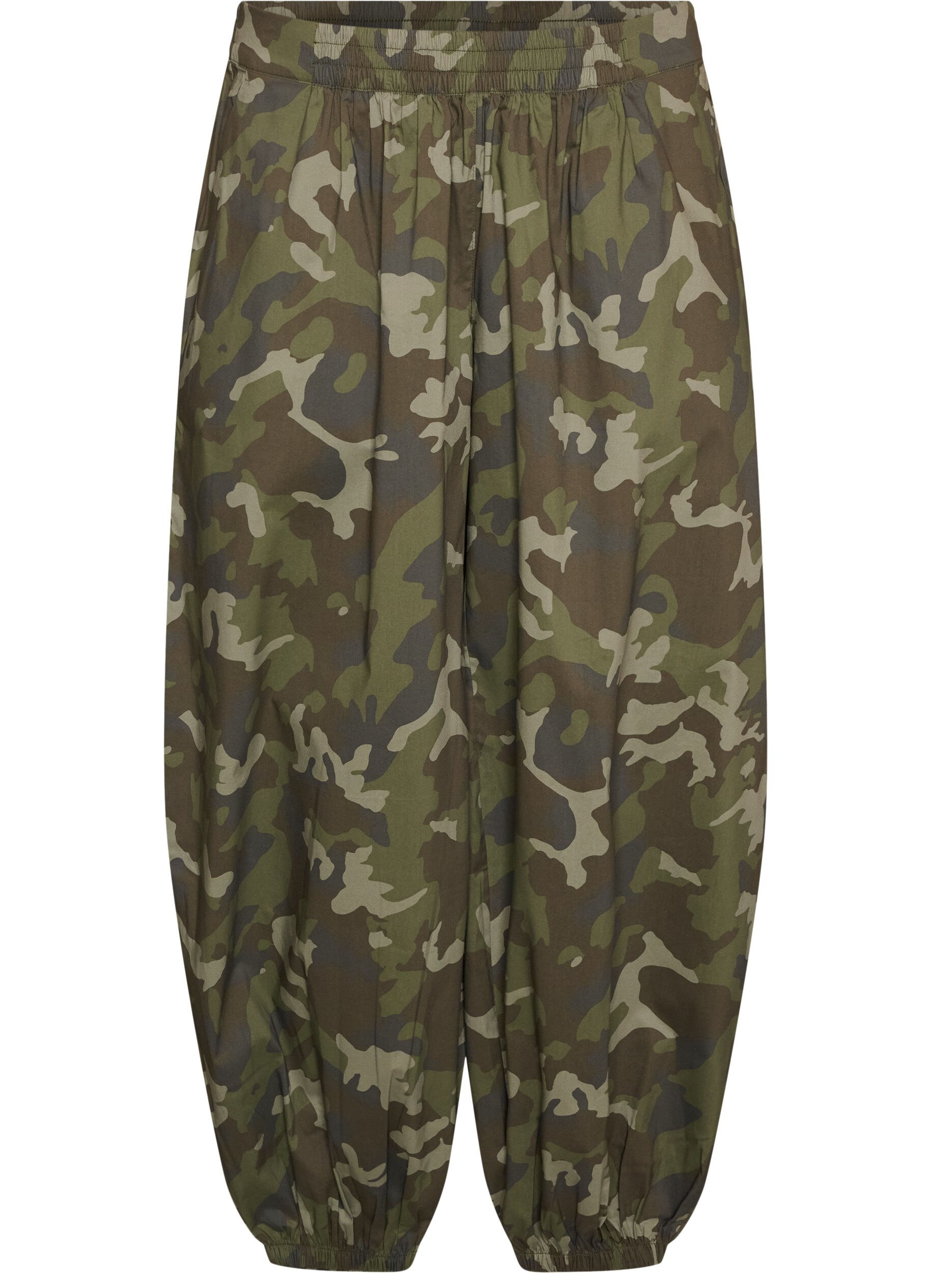 ZizzifashionBalloon trousers with a high waist and all-over pattern, Green, Packshot image number 0