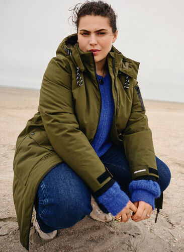 Functional winter jacket with hood and pockets, Winter Moss, Image image number 0