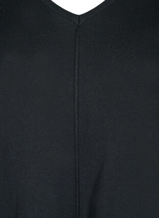 Knitted dress with v-neck in a cotton blend, Black, Packshot image number 2