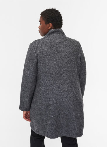 Coat with wool and zipper, Dark Grey Melange, Model image number 1