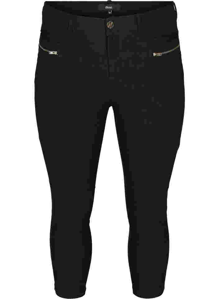 Close-fitting capri trousers in viscose blend, Black, Packshot image number 0