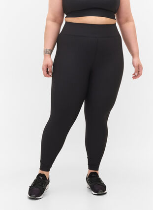 Ribbed gym leggings in a 7/8 length, Black, Model image number 2