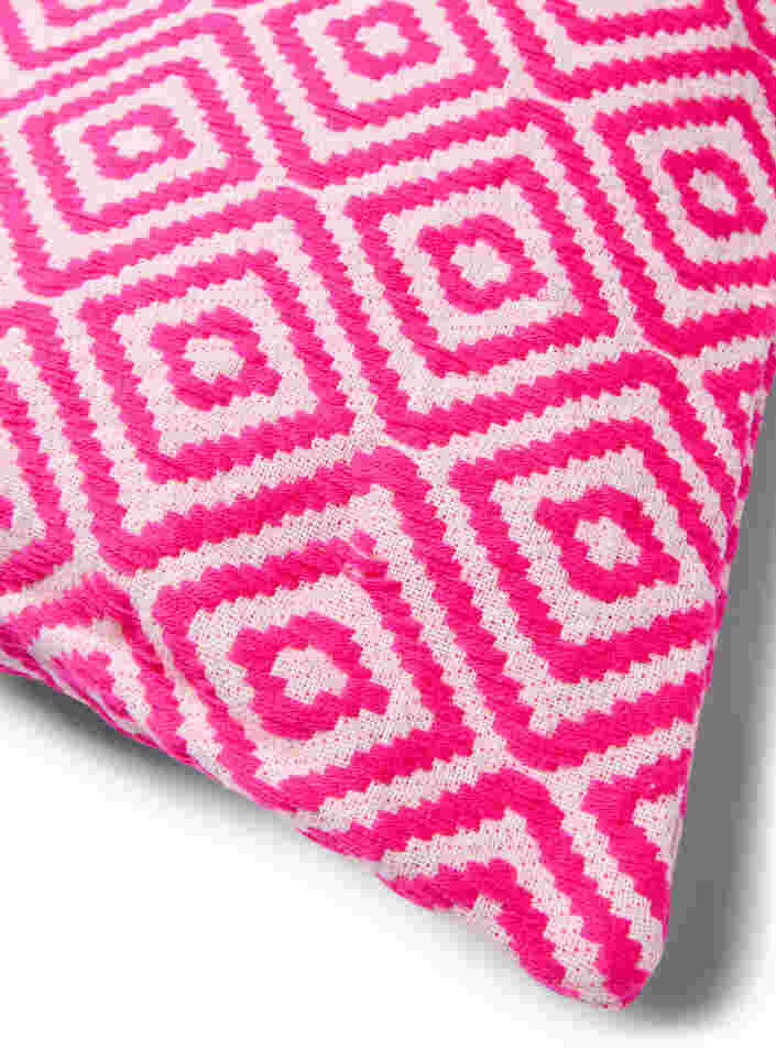 Jacquard patterned cushion cover, Pink Comb, Packshot image number 1