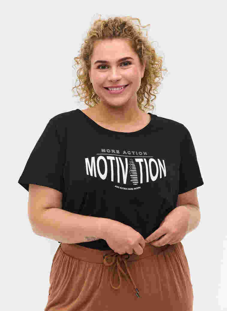 Sports t-shirt with print, Black More Action, Model image number 0