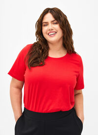 FLASH - T-shirt with round neck, High Risk Red, Model