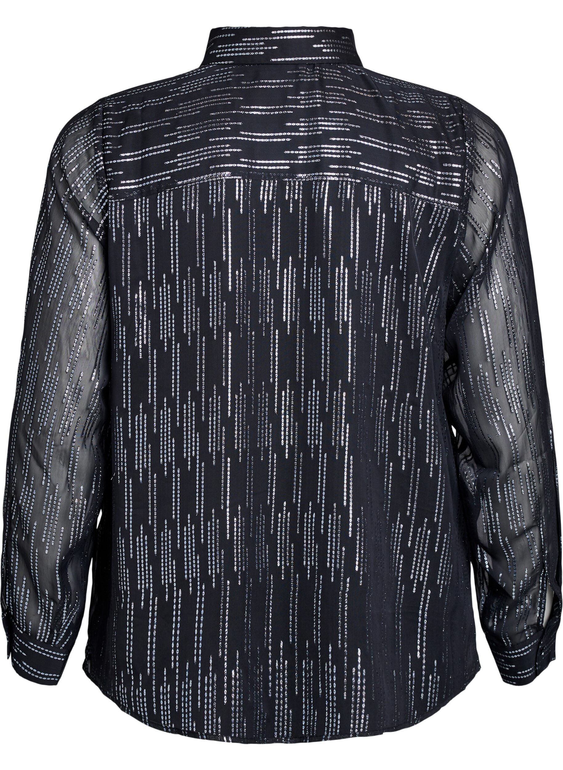 Zizzifashion Shirt with glittering pattern, Black, Packshot image number 1