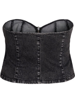 Denim corsage with a zipper, Black, Packshot image number 1