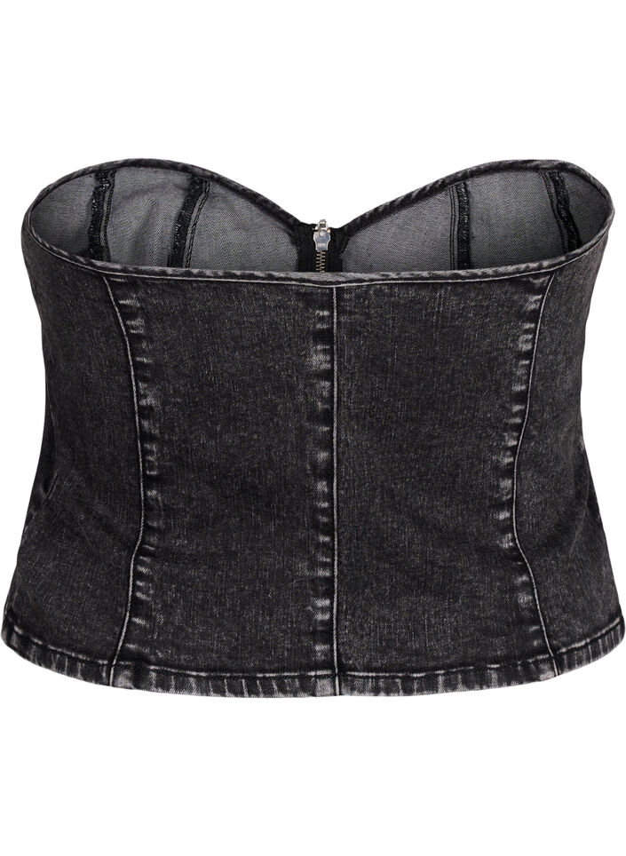 Denim corsage with a zipper, Black, Packshot image number 1